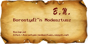 Borostyán Modesztusz névjegykártya